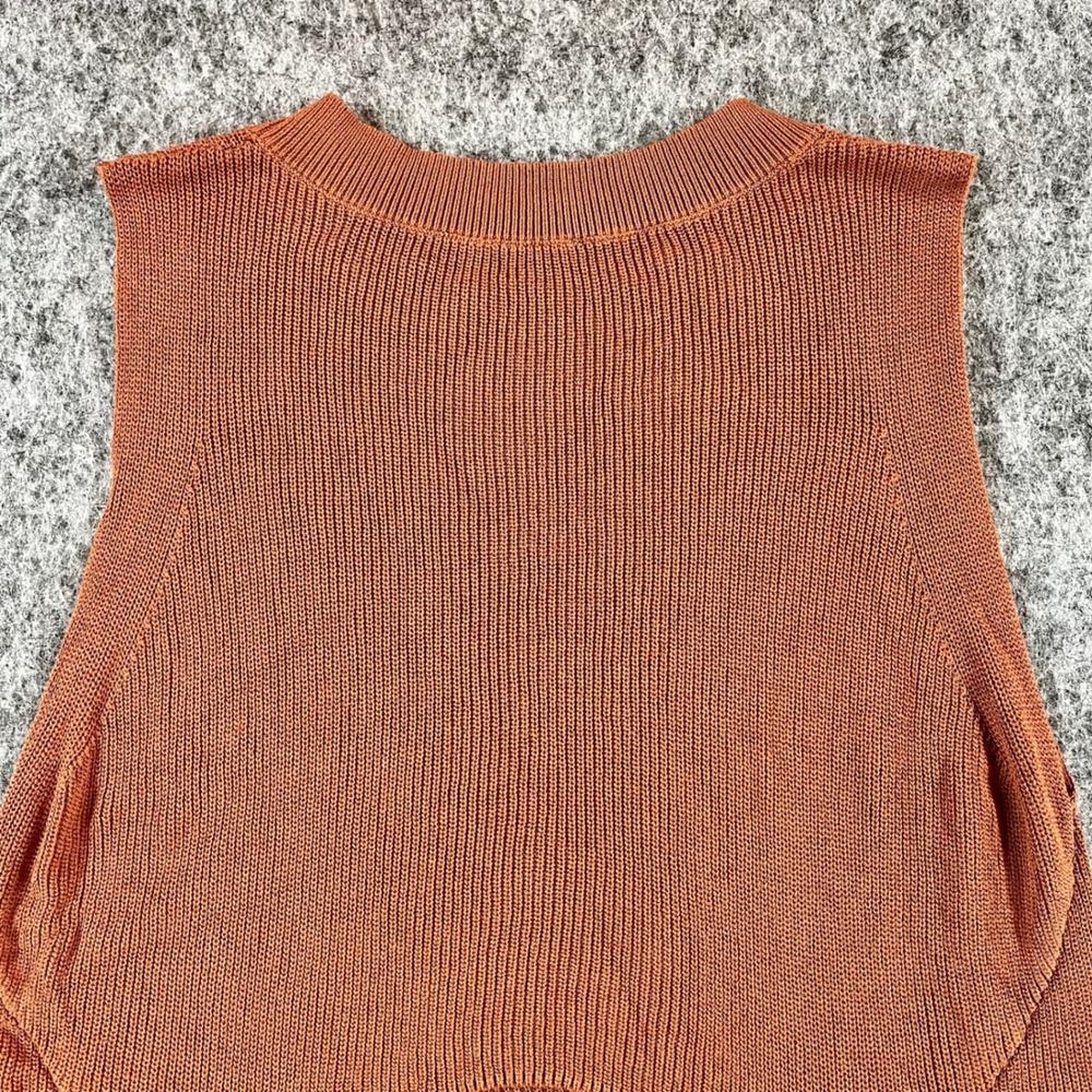 Rust Knit Sleeveless Top Women L Open Back Tie Boho Chic Earthy Casual Coastal - Picture 6 of 11